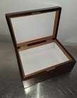 Antique Mahogany Cigar Humidor  Milk Glass Lining Burl Wood Monogram T m s 