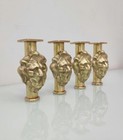 Set Of 4 Heavy Duty Solid Brass Lion s Face Furniture Legs   Artistic Bed Feet