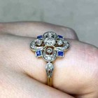 Art Deco Style Lab Created Diamond   Sapphire Engagement 14k Yellow Gold Fn Ring