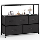 Tv Stand Dresser With 5 Fabric Drawers And Open Shelving  Multi-functional Stora