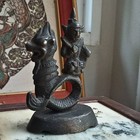 Rare Antique Bronze God Riding Serpent Naga Burmese Figure  Opium Weight Statue