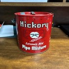 Vintage Hickory Pipe Tobacco Tin   Ornate Hinged Tobacco Box