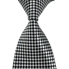 New Classic Plaid Check Black White Jacquard Woven 100  Silk Men s Tie Necktie