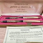 Vintage Arpege Chanel No 5 14k Gold Ballpoint Pen Set In Original Box