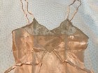 Pretty Vtg 1920s 30s Pink Silk Satin Teddy Lingerie Floral Lace Button Closure S