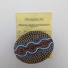 Vintage Aboriginal Art Hand Painted Wood Trinket Box Deborah Whitton Dreamtime
