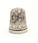 Antique Birmingham England Sterling Silver Thimble Spirals   Diamonds Sz13  511