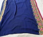 Indian Saree Chiffon Blue Border Style W  Blouse 40   