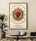Jesus Sacred Heart Canvas poster Wall Art- Vintage Catholic Art Framed