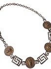 Vintage Retro Lion Medallions Goldtone Metal Chain Belt 80s Style