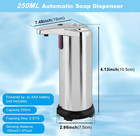 Touchless Handsfree Auto Soap Dispenser 250ml Stainless Sensor Bathroom Kitchen