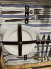 Vintage Wicker Picnic Basket  4 Place Settings  New