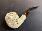 Sms Carved Meershaum Pipe - Bent Bulldog W  Fitted Hard Case