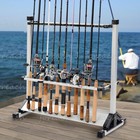 24 Rod Fishing Pole Holder Aluminum Alloy Stand Rack Storage Portable Tool Us