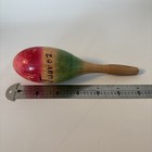 Vintage Handmade Mexican Maraca Hand-painted Wooden Musical Instrument Pre-owned