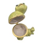 Green Mama baby Frog Porcelain Trinket Box Hinged Lid 4x4  Adorable