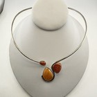 Jay King Necklace Coral Spiny Oyster Torque Collar Red Orange Sterling Silver
