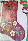 Bucilla Glitzy Poinsettia Felt Stocking Kit 89069 Such Sparkle   Sealed New Kit