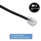2 Pack Black Telephone Extension Cord 15 Feet Rj11 6p4c Plugs For Landline