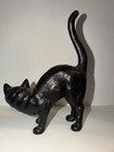 Vintage Hubley Style Hunchback Black Cat Cast Iron Mold Door Stop Kitty Decor