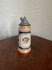 German Ceramic Beer Stein With A Pewter Lid And Kochem Coat Of Arms Vintage 