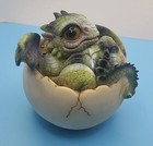 Dragon Baby In Egg Green Resin Figurine 3 5  X 3 