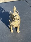 Vtg Brass Chinese Foo Dog Guardian Temple Lion Statue Ornate Asian Sculpture 8 