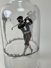 Antique Art Deco Etched Glass Decanter Sterling Silver Golfers 1920s Fine Detail