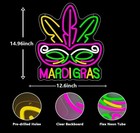 Mardi Gras Neon Sign  Wall Decor Unique Carnival Mask And Feather Design Led Neo