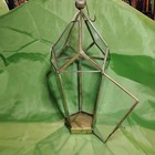 Vintage Brass And Glass Hanging Candle Lantern