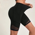 High Waist Mesh Yoga Shorts With Pockets Shorts For Women Tummy Control Workout