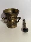 Antique Brass Mortar And Pestle Used By Pharmacists 7 5 p  5 5x5 25 m  5 5 Lbs