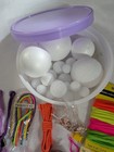 Lot Unused Crafts Supplies Beads Foam Balls Cords Stickers Yarn Flowers Ribbons