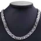11mm Men s Silver Flat Byzantine Chain Necklace Bracelet Set Stainless Steel