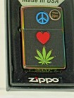New Usa Windproof Zippo Oil Lighter 02824 Peace Love Flower  Spectrum Case
