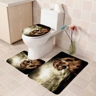 Leopard Shower Curtain Set Bathroom Small Rug Anti-slip Floor Mat Toilet Cover 