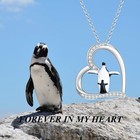925 Sterling Silver Penguin Mother Baby Necklace Heart Pendant Gifts For Women