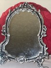 Vtg Ornate Silver Metal Vanity Mirror Table Top Wood Easel Victorian Style 13 