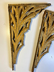 Antique Large Ornate Art Deco Cast Iron Shelf Brackets Pair Gold Painted 1930s