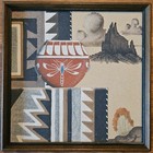 Vintage Navajo Sand Painting  still Life  Very Fine Detailed Piece Unsigned