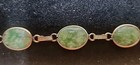 Vintage Green Jade Bracelet 12k Gold Filled Gf Oval Link Chain 8 