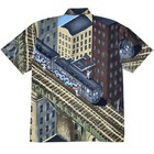 Up Ro s Vintage Button Up Shirt Mens M 90s Graffiti Subway Train Streetwear Aop