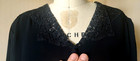 Vtg 1930s  40s Wwii Era Black Rayon Crepe Dress W  Lace Collar  Plus Size    