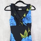 Byer Too Midi Dress Size 7 Black Floral Print Sleeveless V-neck Ruffle Vintage