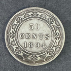 1894 Newfoundland Canada 50 Cents Silver Coin - Vf