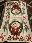 Nwt  old Stock  Vtg  Noel  santa  Wreath    Candy  Linen Kitchen Tea Hand Towel