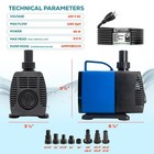 1200gph Submersible Amphibious Water Pump Adjustable Fountain Fish Tank Aquarium