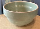 Vintage Light Green Glazed Stoneware Pottery Mixing Bowl 7    Beehive Ringed Usa