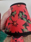 Vtg 4 Small Poinsettia Patterned Clip On Lamp Shade 4 X4 75 Christmas Holiday