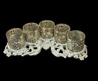 Vtg Vanity Lipstick Holder Filigree Silver Tone Metal Cherub Victorian 4 Slots
